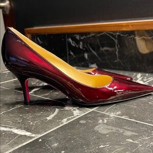 Patent Leather Burgundy Pumps Heals Pointed Toe NEW 36 Fit like 7
